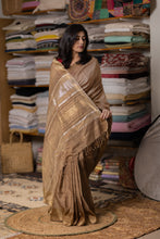 Load image into Gallery viewer, GAURI COTTON ZARI BOOTI COFFEE SAREE
