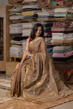 Load image into Gallery viewer, GAURI COTTON ZARI BOOTI COFFEE SAREE
