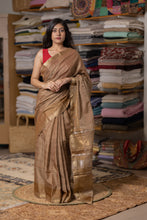 Load image into Gallery viewer, GAURI COTTON ZARI BOOTI COFFEE SAREE
