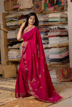 Load image into Gallery viewer, GAURI COTTON HOT PINK BOOTI SAREE

