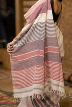 Load image into Gallery viewer, DHARINI LINEN RED VIOLET STRIPES SAREE
