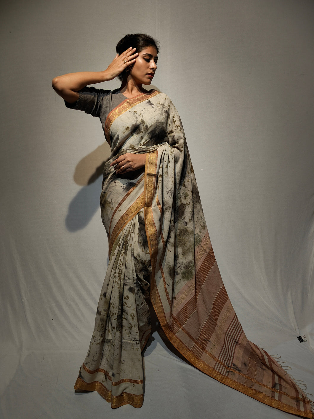 ANUSHA COTTON KHADI ECOPRINT HANDWOVEN SAREE