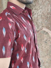 Load image into Gallery viewer, IKAT 01 COTTON MAROON HALF SHIRT
