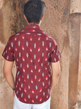 Load image into Gallery viewer, IKAT 01 COTTON MAROON HALF SHIRT

