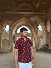 Load image into Gallery viewer, IKAT 01 COTTON MAROON HALF SHIRT
