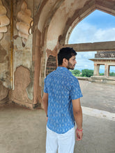 Load image into Gallery viewer, IKAT 02 COTTON SKY BLUE HALF SHIRT
