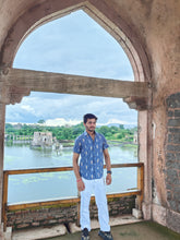 Load image into Gallery viewer, IKAT 03 COTTON SHADY BLUE HALF SHIRT
