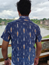 Load image into Gallery viewer, IKAT 03 COTTON SHADY BLUE HALF SHIRT
