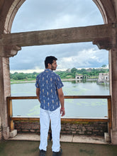 Load image into Gallery viewer, IKAT 03 COTTON SHADY BLUE HALF SHIRT
