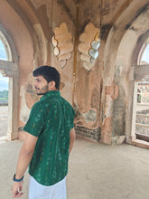 Load image into Gallery viewer, IKAT 05 COTTON MARGOSA GREEN HALF SHIRT
