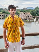 Load image into Gallery viewer, IKAT 06 COTTON YELLOW HALF SHIRT
