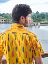 Load image into Gallery viewer, IKAT 06 COTTON YELLOW HALF SHIRT
