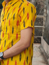 Load image into Gallery viewer, IKAT 06 COTTON YELLOW HALF SHIRT
