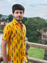 Load image into Gallery viewer, IKAT 06 COTTON YELLOW HALF SHIRT
