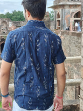 Load image into Gallery viewer, IKAT 07 COTTON NAVY BLUE HALF SHIRT

