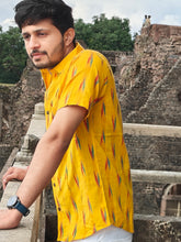 Load image into Gallery viewer, IKAT 08 COTTON YELLOW HALF SHIRT
