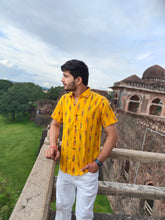 Load image into Gallery viewer, IKAT 08 COTTON YELLOW HALF SHIRT
