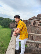 Load image into Gallery viewer, IKAT 08 COTTON YELLOW HALF SHIRT
