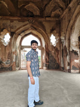 Load image into Gallery viewer, IKAT 09 COTTON SHADY BLUE HALF SHIRT
