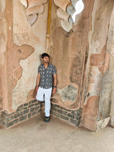 Load image into Gallery viewer, IKAT 09 COTTON SHADY BLUE HALF SHIRT
