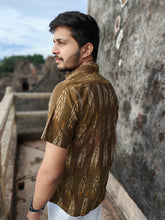 Load image into Gallery viewer, IKAT 10 COTTON MUSTARD HALF SHIRT
