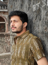 Load image into Gallery viewer, IKAT 10 COTTON MUSTARD HALF SHIRT
