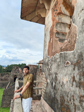 Load image into Gallery viewer, IKAT 10 COTTON MUSTARD HALF SHIRT
