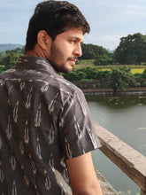 Load image into Gallery viewer, IKAT 12 COTTON PALE GREY HALF SHIRT
