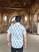 Load image into Gallery viewer, IKAT 15 WHITE COTTON BOOTI HALF SHIRT
