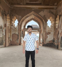 Load image into Gallery viewer, IKAT 15 WHITE COTTON BOOTI HALF SHIRT

