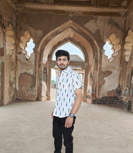 Load image into Gallery viewer, IKAT 15 WHITE COTTON BOOTI HALF SHIRT
