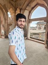 Load image into Gallery viewer, IKAT 15 WHITE COTTON BOOTI HALF SHIRT
