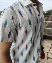 Load image into Gallery viewer, IKAT 15 WHITE COTTON BOOTI HALF SHIRT
