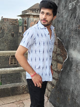 Load image into Gallery viewer, IKAT 17 WHITE COTTON V HALF SHIRT
