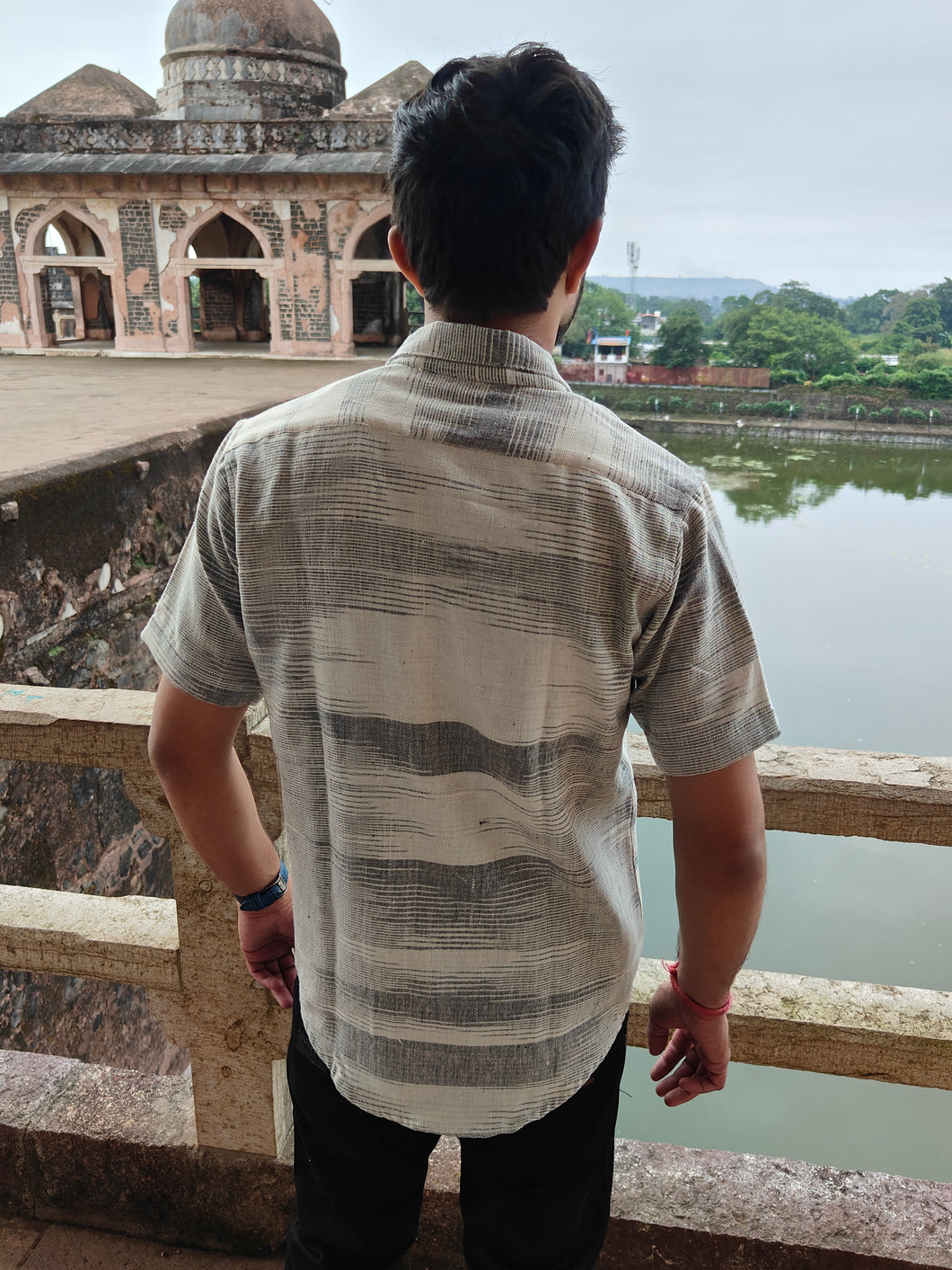 KHADI COTTON ZEBRA HALF SHIRT