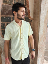 Load image into Gallery viewer, KHADI W SELF AMBER YELLOW HALF SHIRT
