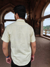Load image into Gallery viewer, KHADI W SELF AMBER YELLOW HALF SHIRT
