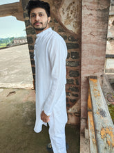 Load image into Gallery viewer, TWIL COTTON WHITE LONG KURTA
