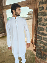 Load image into Gallery viewer, TWIL COTTON WHITE LONG KURTA

