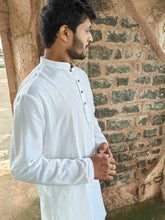 Load image into Gallery viewer, TWIL COTTON WHITE LONG KURTA
