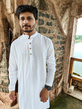 Load image into Gallery viewer, TWIL COTTON WHITE LONG KURTA
