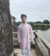 Load image into Gallery viewer, TWIL COTTON BABY PINK LONG KURTA

