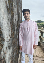 Load image into Gallery viewer, TWIL COTTON BABY PINK LONG KURTA
