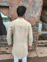 Load image into Gallery viewer, COTTON LINEN STRIPES OFF WHITE LONG KURTA
