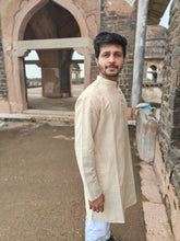 Load image into Gallery viewer, COTTON LINEN STRIPES OFF WHITE LONG KURTA
