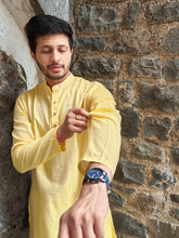 Load image into Gallery viewer, HANDLOOM TWIL COTTON YELLOW LONG KURTA
