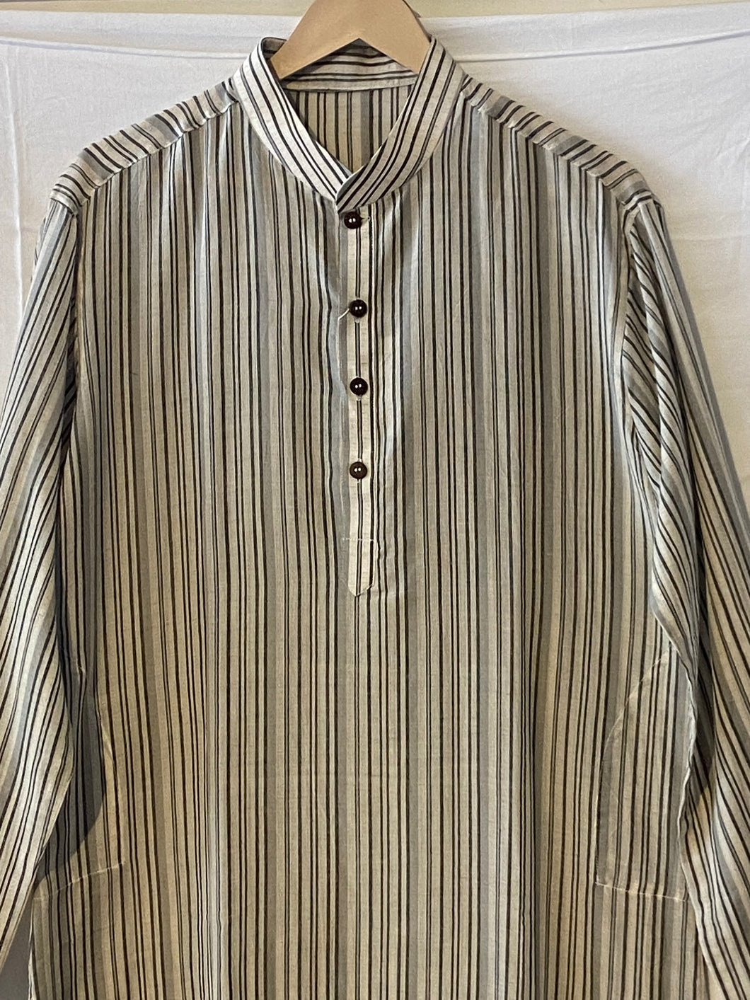 LKCK2 BLACK & WHITE COTTON KHADI KURTA
