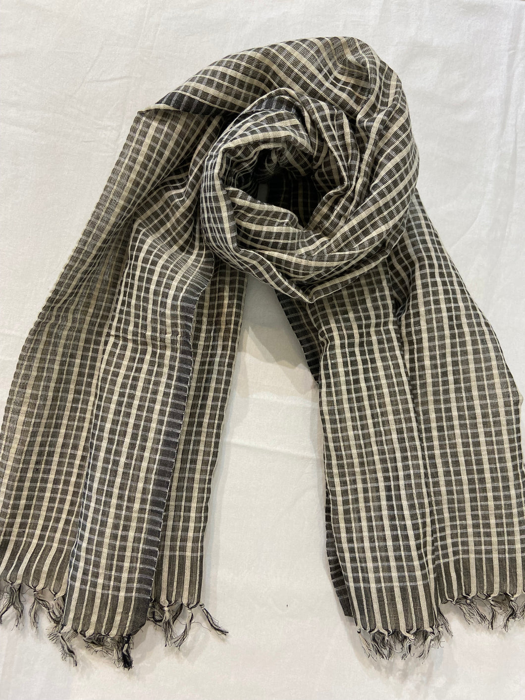 Steel grey & white Cotton  linen
