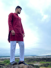 Load image into Gallery viewer, MAROON COTTON LONG KURTA
