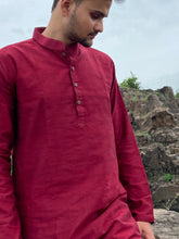 Load image into Gallery viewer, MAROON COTTON LONG KURTA
